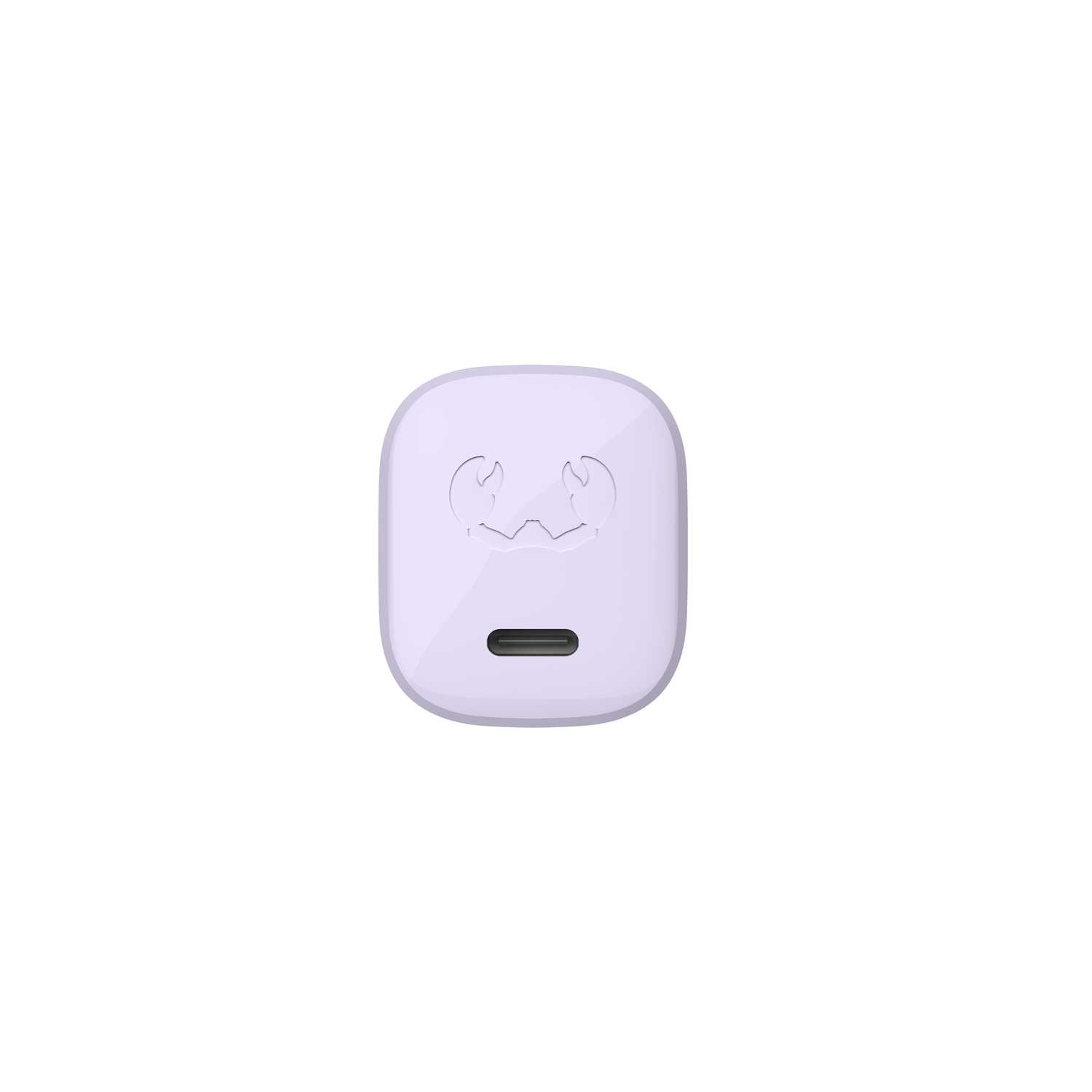 A light purple charging block with a USB-C port on a white background.