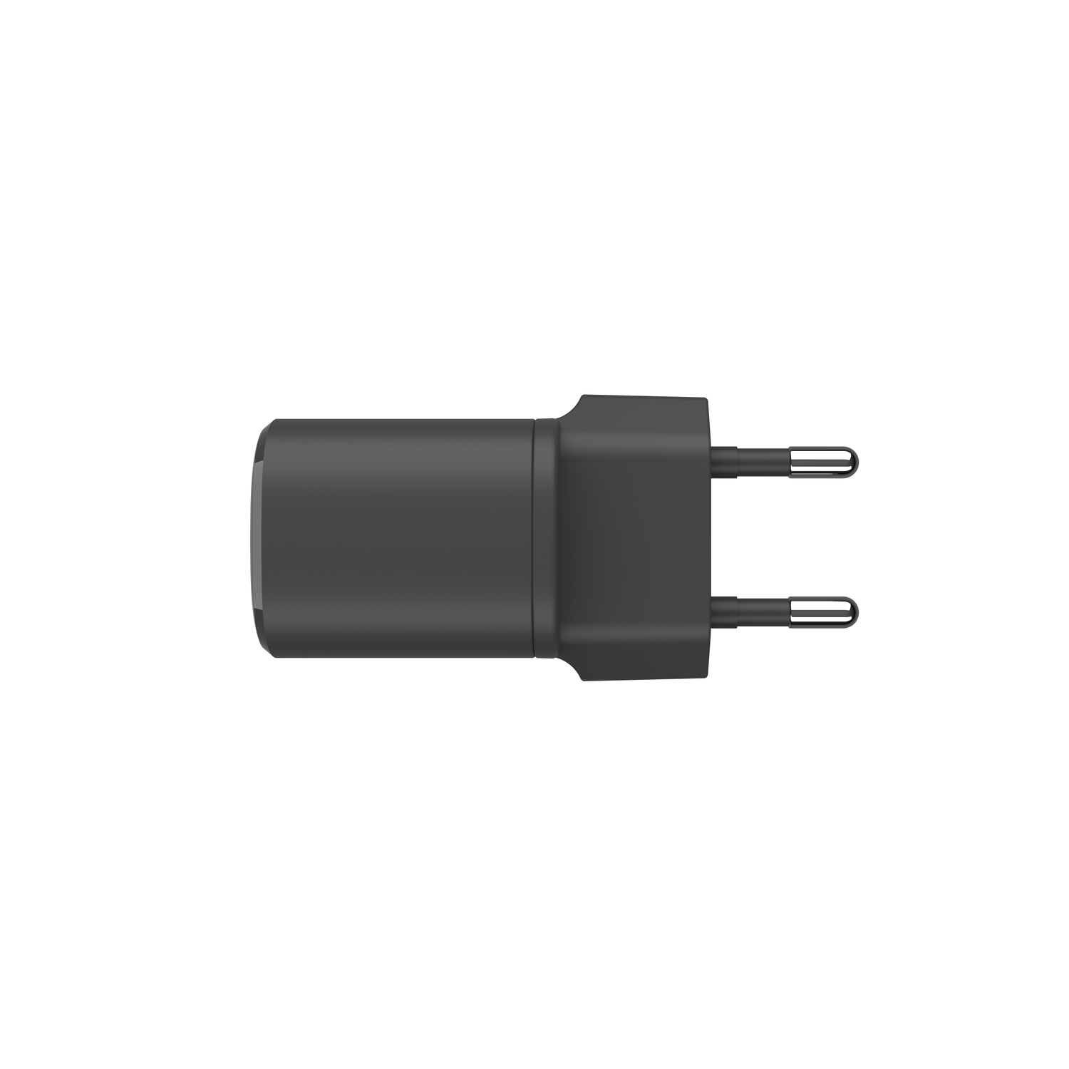 Black phone charger adapter with two prongs.