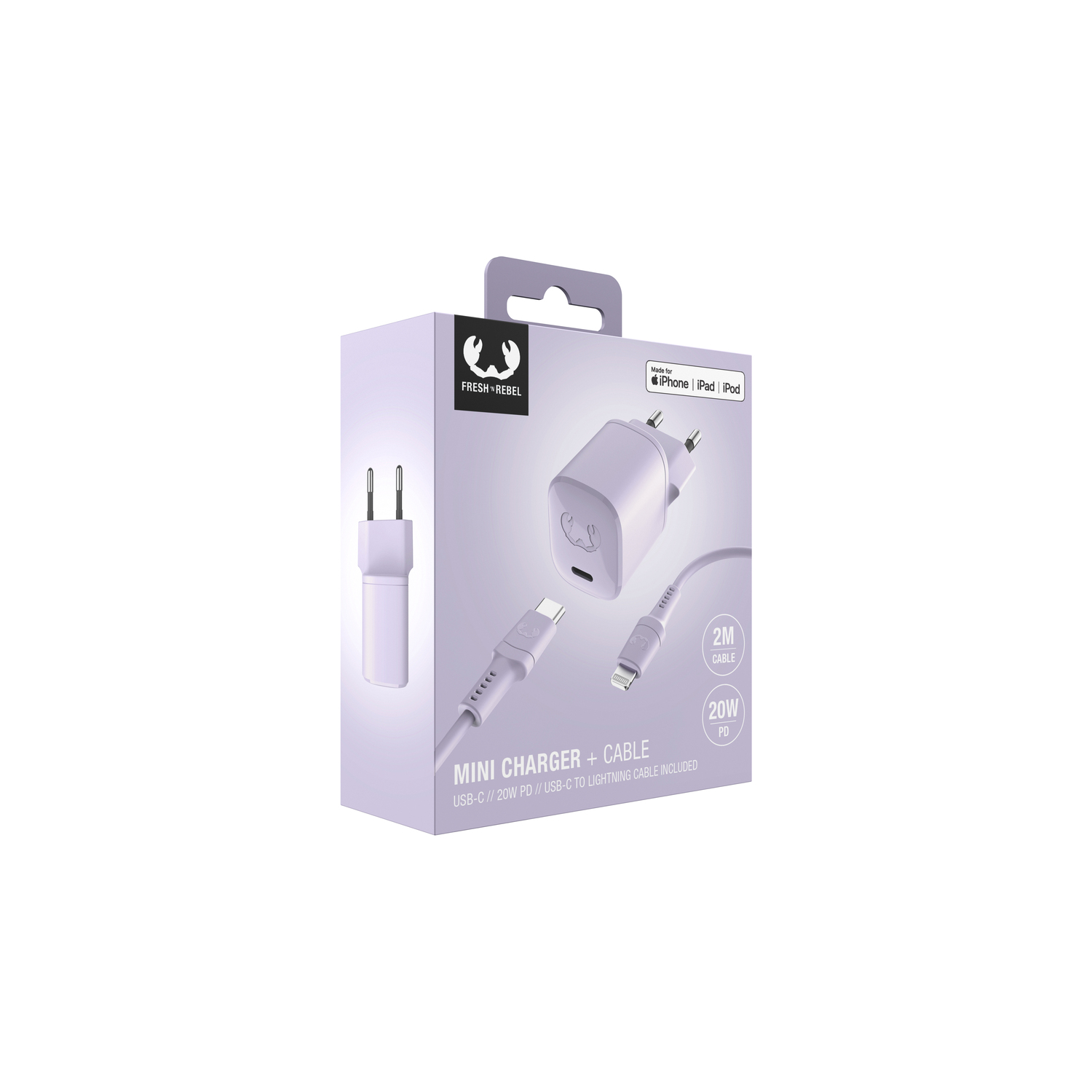 Opgeladen en kabelset in doos. Inclusief oplader, kabel en retailverpakking.
