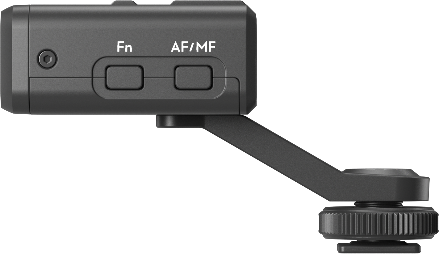 Un petit accessoire de caméra noir avec des boutons et un support.