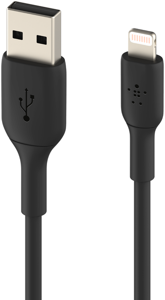 Fekete USB-Lightning kábel.