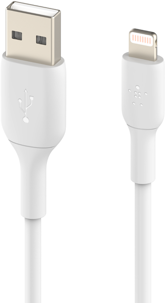 Fehér USB-Lightning kábel.