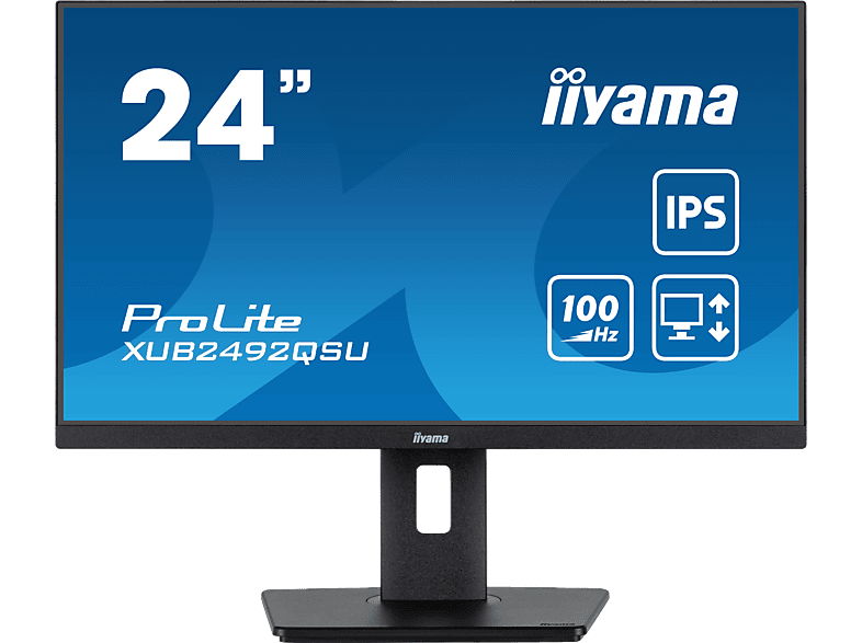 IIYAMA Prolite XUB2492QSU-B1 23,8 Zoll Monitor for Business, WQHD, 0,5 Reaktionszeit, 300 cd/m², 100 Hz, Schwarz
