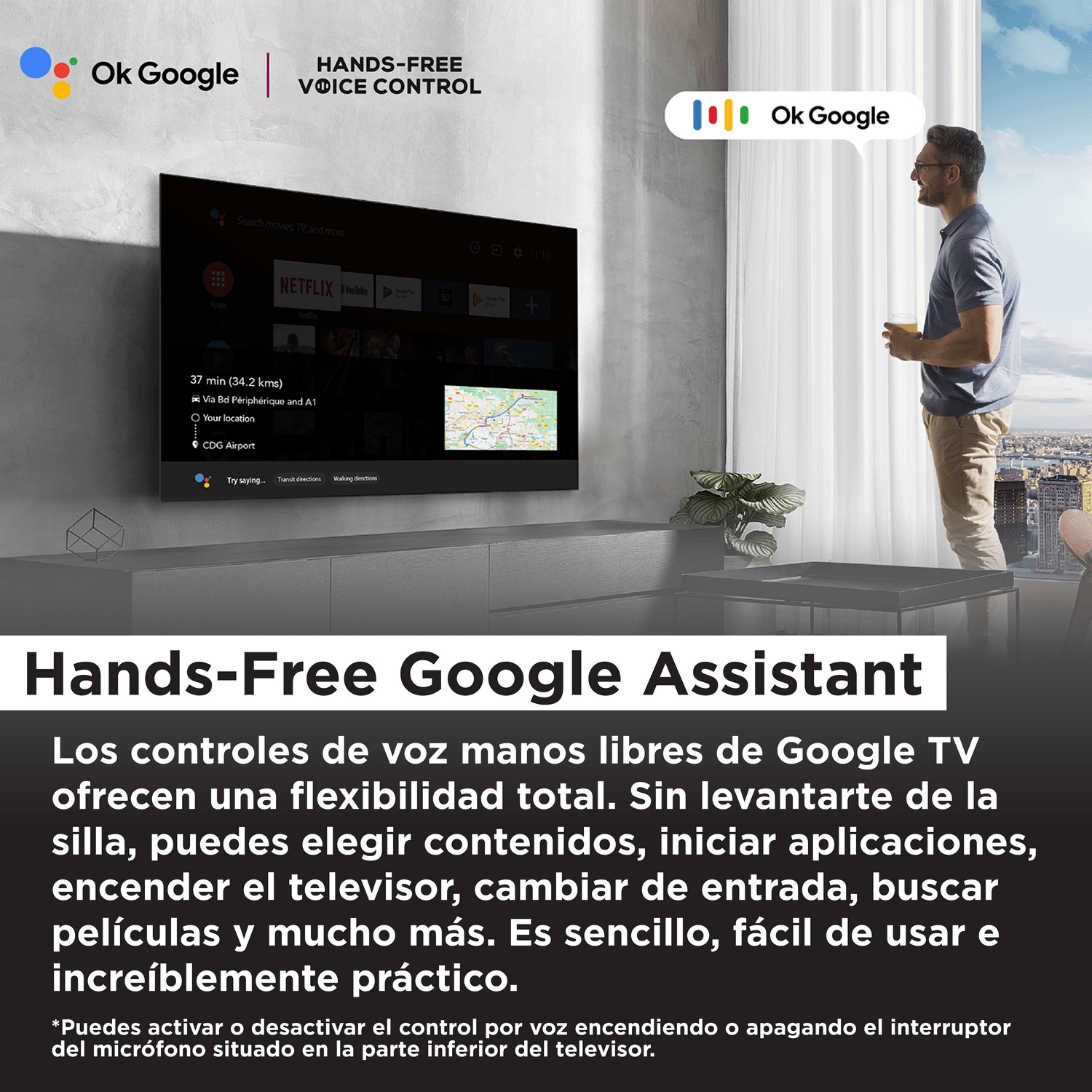 TV LED 85" - TCL 85P745, UHD 4K,  Quad Core, Smart TV, Google TV, Game Master, HDR10+, Brushed silver metal front