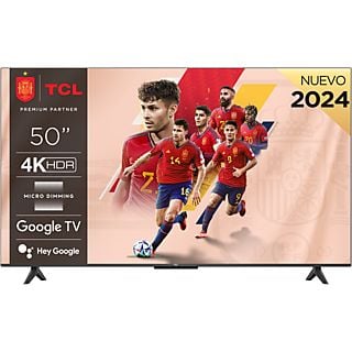 TV LED 50" - TCL 50P655, UHD 4K, Quad Core, Smart TV, Google TV, HDR, Brushed titanium metal front