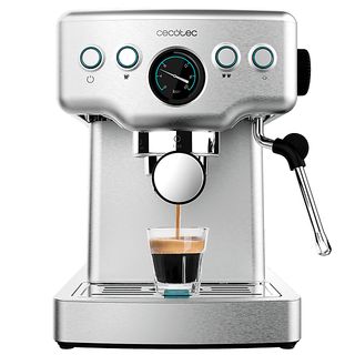 Cafetera express - Cecotec Power Espresso 20 Barista Mini, 20 bar, 1465 W, 1.8 l, 2 tazas, Manómetro, Thermoblock, Inox