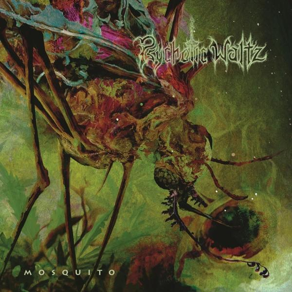 Albumcover: Insekt mit mehreren Beinen, grüner Hintergrund und Psychotic Waltz Logo.