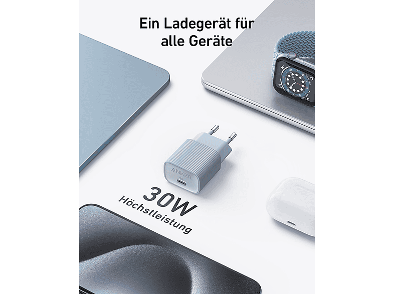 ANKER Nano 4 Wall Charger Schnellladegerät Universal 30 W, Black