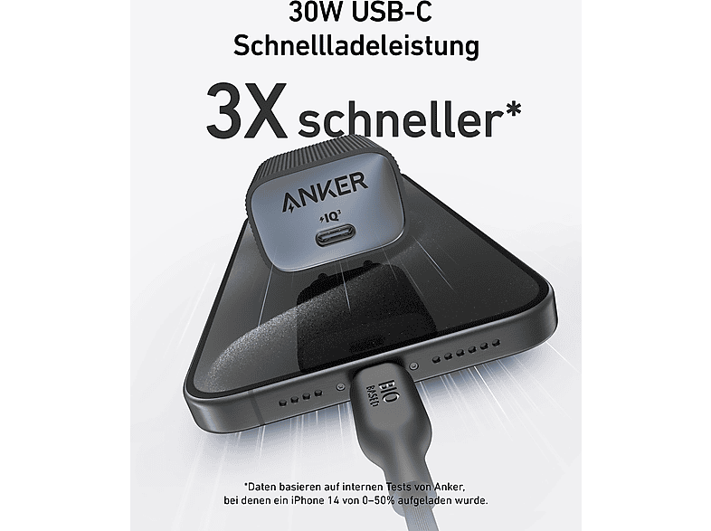 ANKER Nano 4 Wall Charger Schnellladegerät Universal 30 W, Black