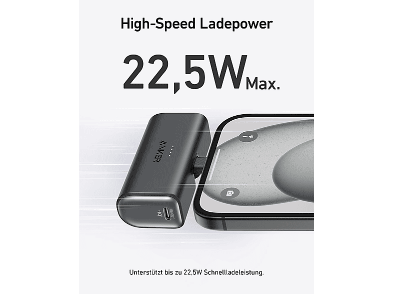 Anker Nano Powerbank, 5000 mAh, USB-C, Schwarz — Foto 4 von 5