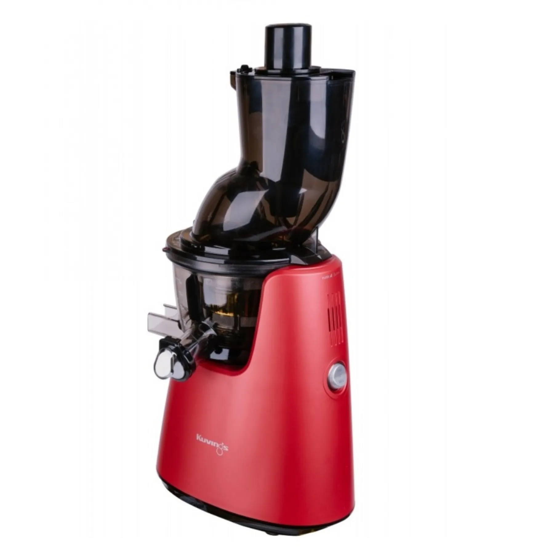 Czerwona wyciskarka do soku na białym tle.