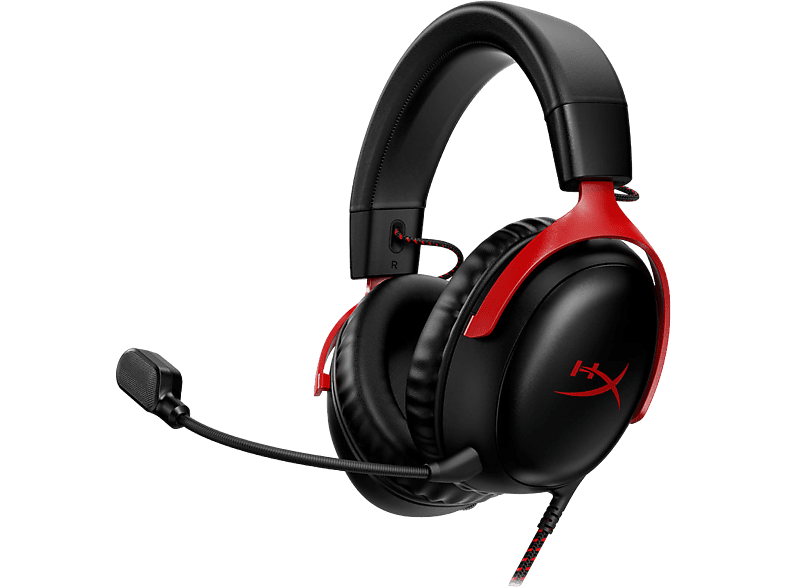HP HyperX Cloud III Gaming Headset, 3.5mm, USB-C/A, 53mm Treiber, Schwarz/Rot
