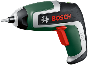 Egy zöld-fekete Bosch IXO akkus csavarhúzó, piros ravaszsal és ezüst részletekkel.