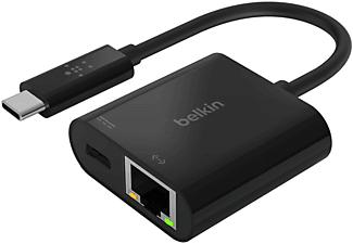 BELKIN USB-C-Ethernet töltőadapter, 60W PD, fekete (INC001btBK)