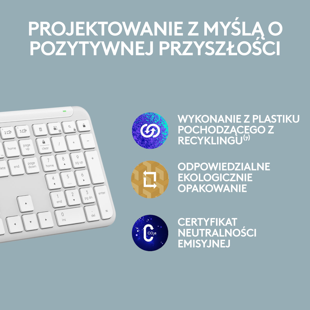 OUTLET - Klawiatura bezprzewodowa LOGITECH Signature Slim Keyboard K950 Biały