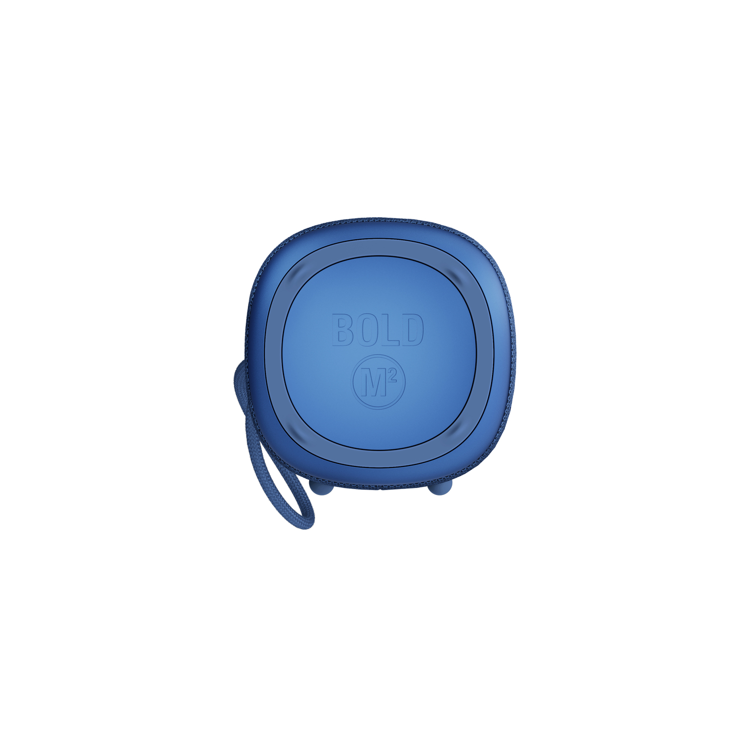 Blue circular speaker with a handle and the BOLD M3 logo on white background.