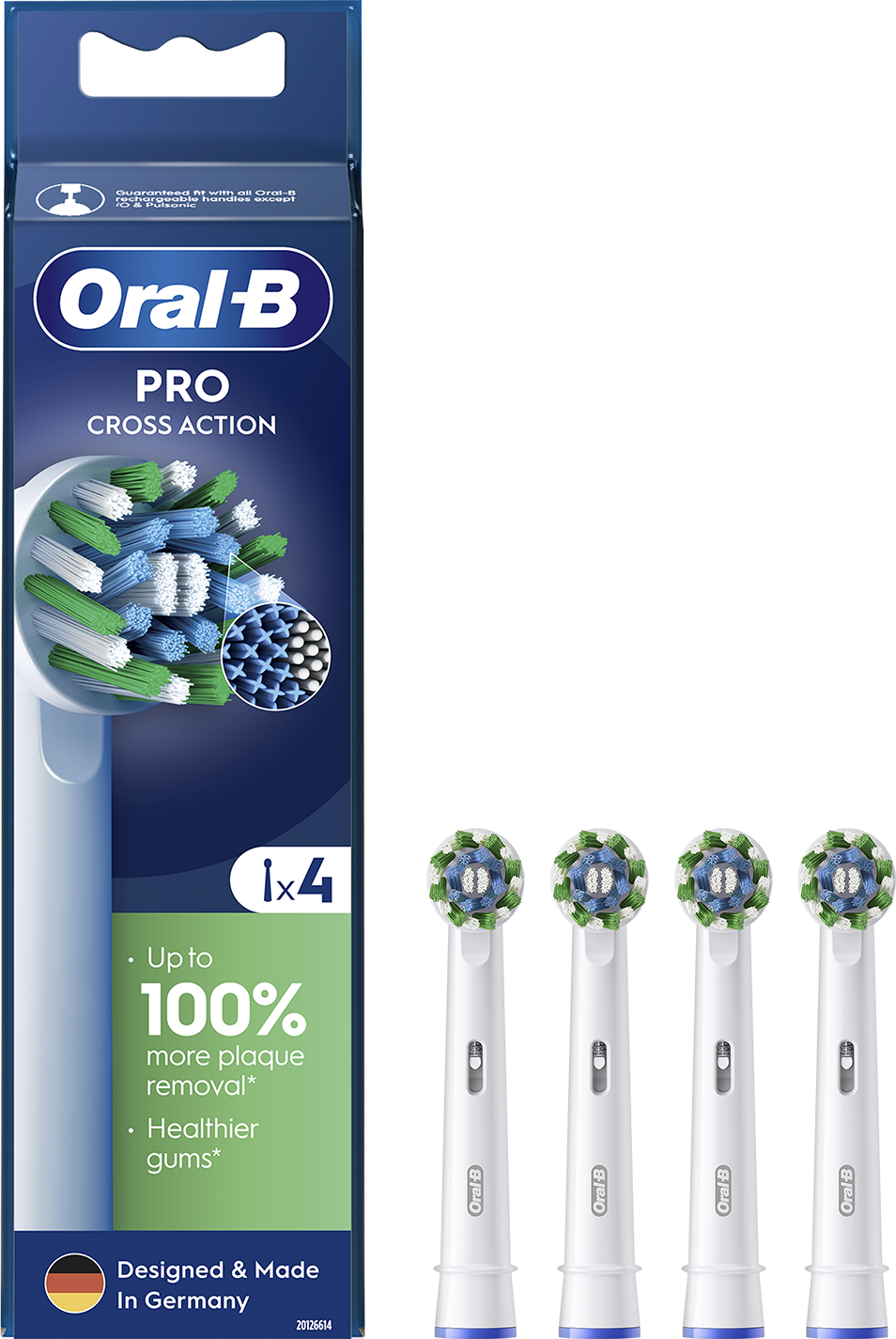 Oral-B fogkefe fejek csomagban, szöveggel és logóval.