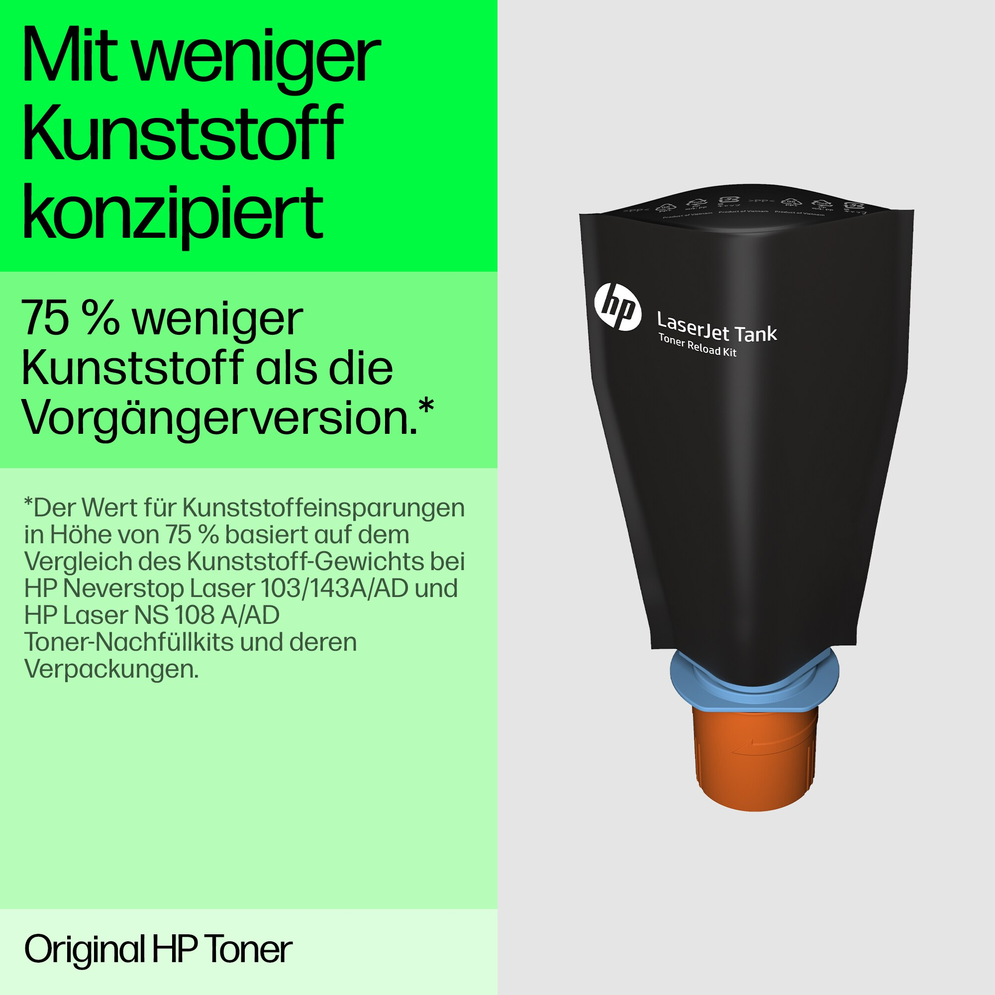 Eine schwarze Tonerkartusche mit Text und dem HP-Logo.