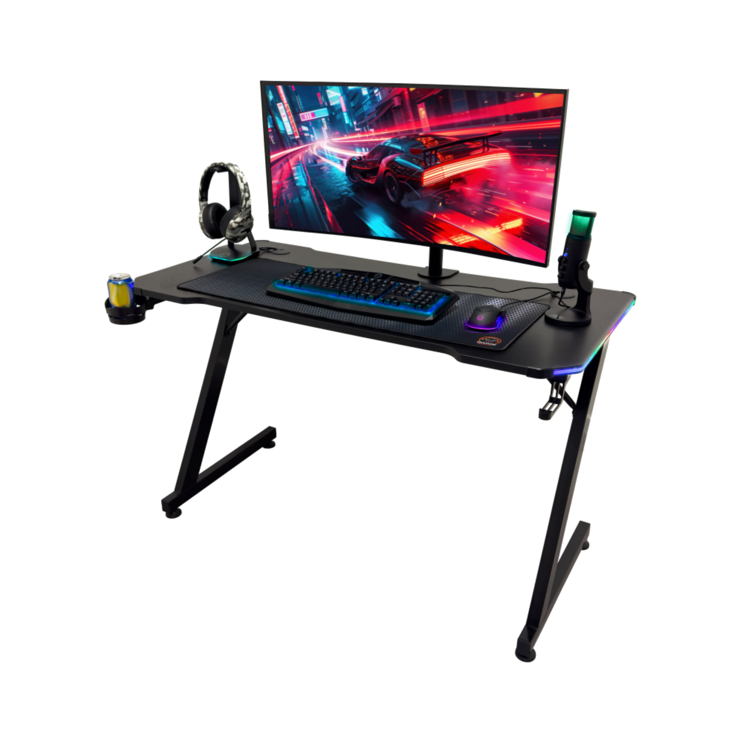 Een zwarte, opvouwbare, draagbare monitor met een standaard.