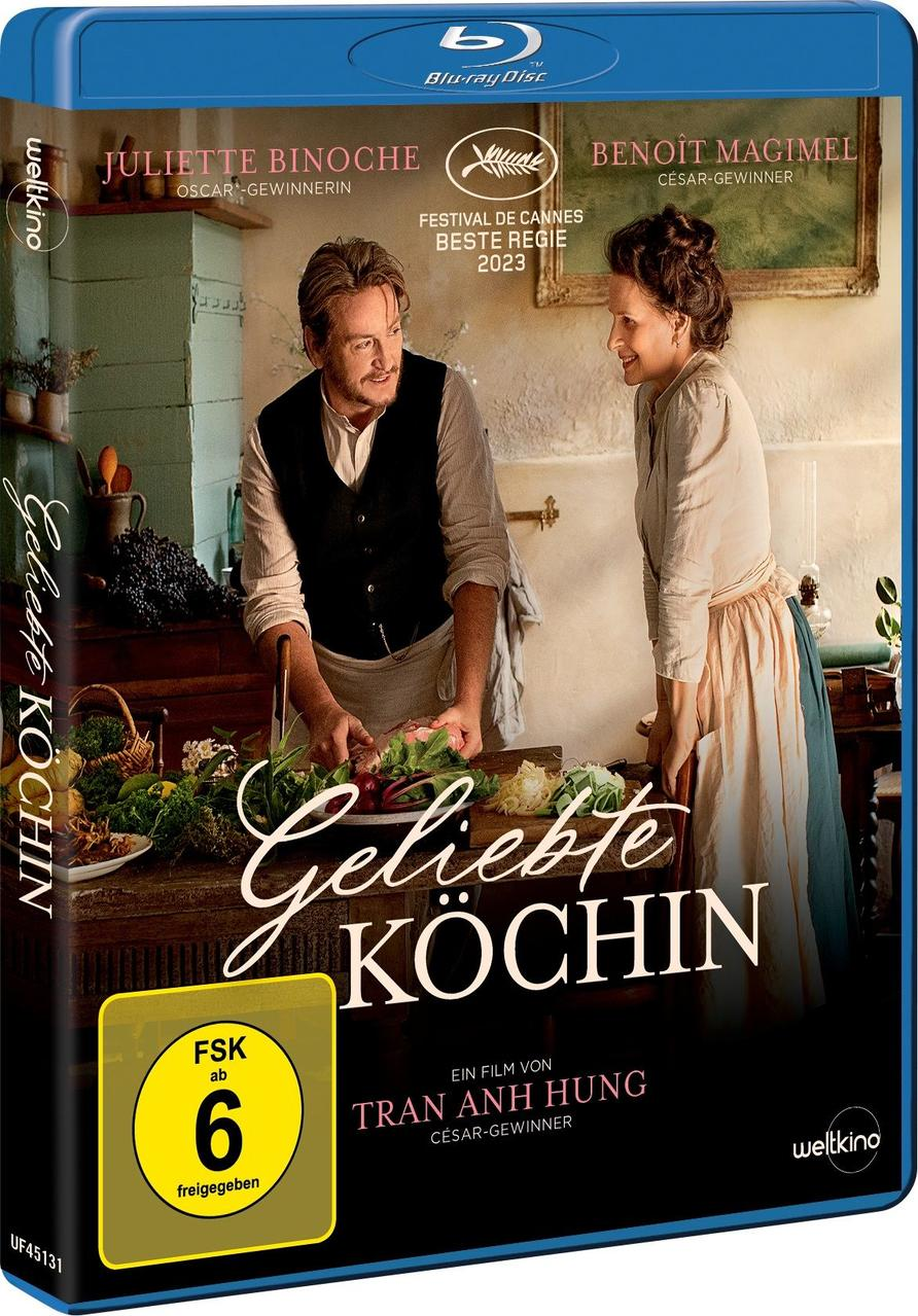 DVD-Cover eines Films. Zwei Personen in Küche mit Essen. Text 'Geliebte Köchin'.