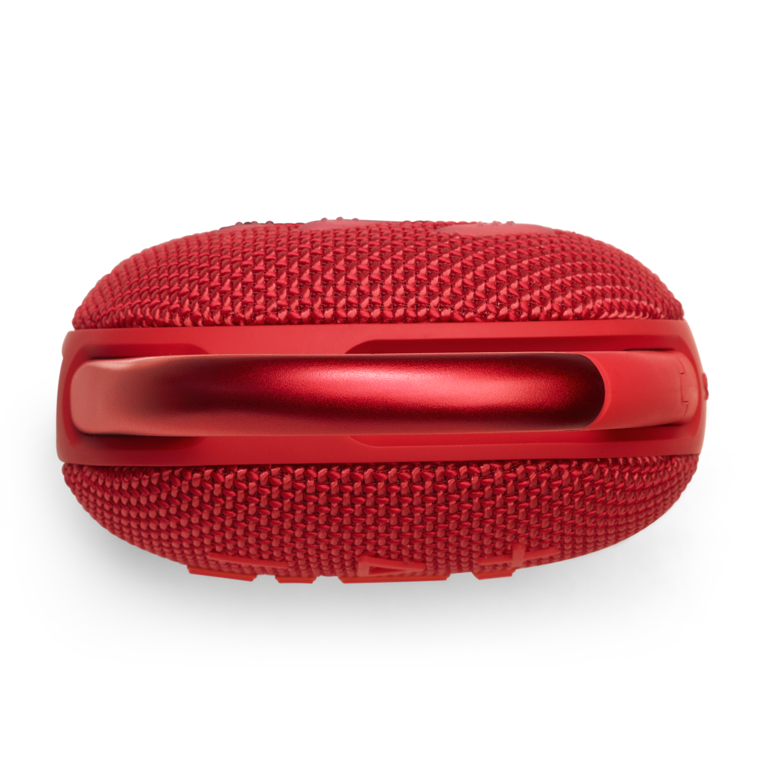 Red JBL Clip 4 speaker on a white background. The speaker has a handle.