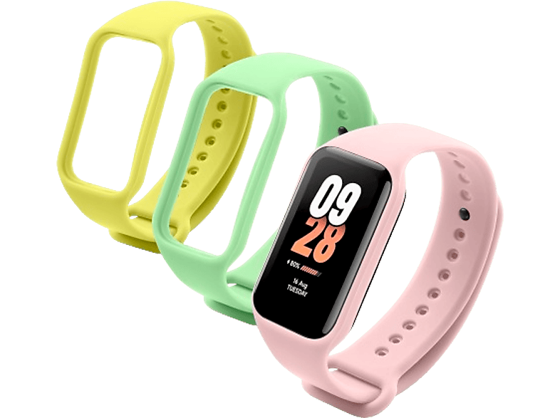 Correa – CellularLine KIT BAND, Kit 3 correas, Para Xiaomi Mi Smart Band 8 Active, Silicona, Amarillo/ Verde / Rosa