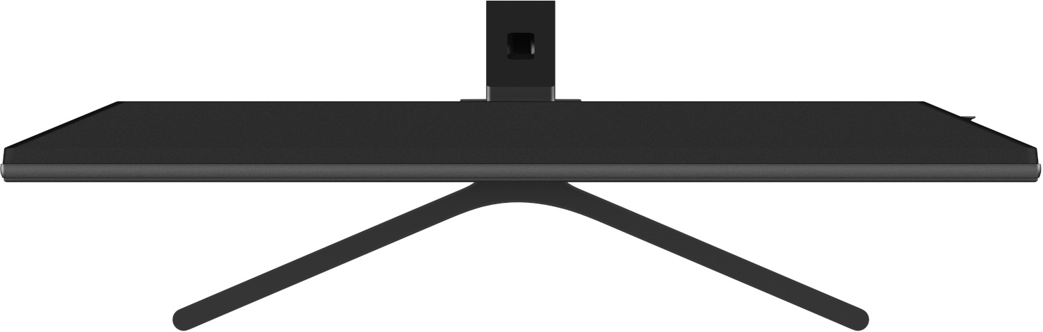 Support d'écran d'ordinateur noir. Courbé avec une large base et un bras de support.
