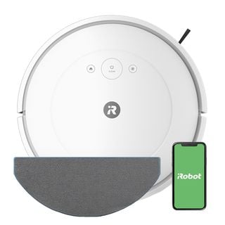 Robot friegasuelos - iRobot Roomba Combo Essential, 2 en 1, Aspirador, Autonomía 160 min, 3 niveles limpieza, App, Control por voz, Blanco