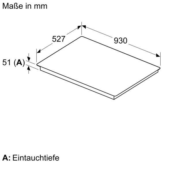 Diagramm eines schwarzen Rechtecks mit Maßangaben in Millimetern.