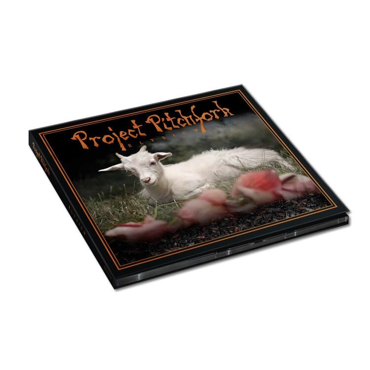 Albumcover mit einer Ziege, die im Gras liegt, mit rosa Blumen. Text "Project Pitchfork" oben.