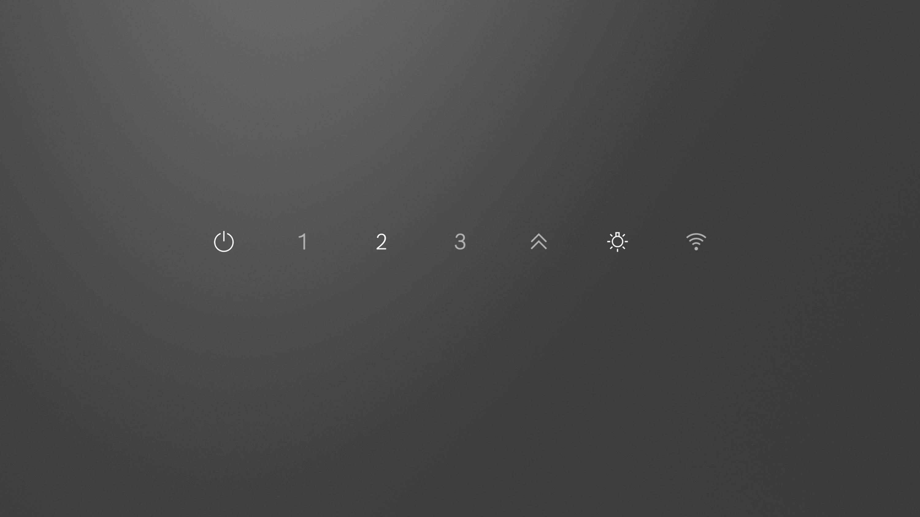 Ein grauer Hintergrund mit Strom-, Einstellungs-, Helligkeits- und WLAN-Symbolen.