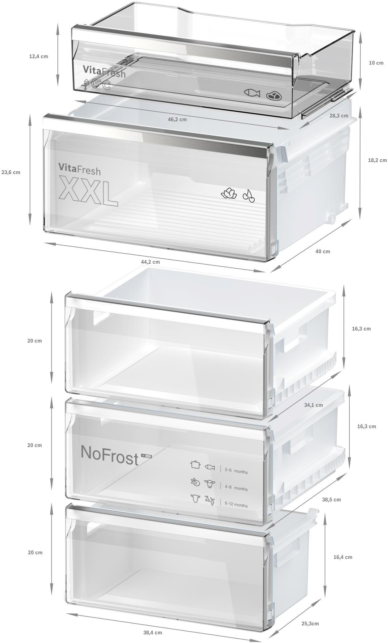 BOSCH KGN394ICF Kühl- Gefrierkombination (C, 363 l, 2030 mm hoch, Standgerät, No Frost (verminderte Eisbildung), Edelstahl (mit Antifingerprint))