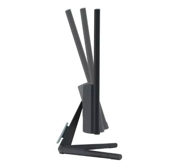 Widok z boku monitora z regulowanym pochyleniem.