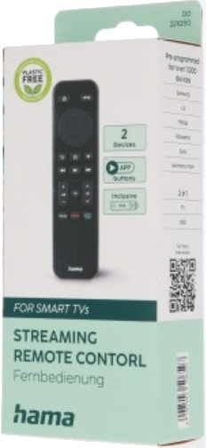 Pudełko z pilotem i tekstem, zawierającym słowo 'pilot' w wielu językach.