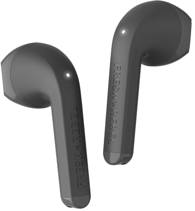 Dwa szare słuchawki Fresh 'n Rebel, skierowane w stronę widza.