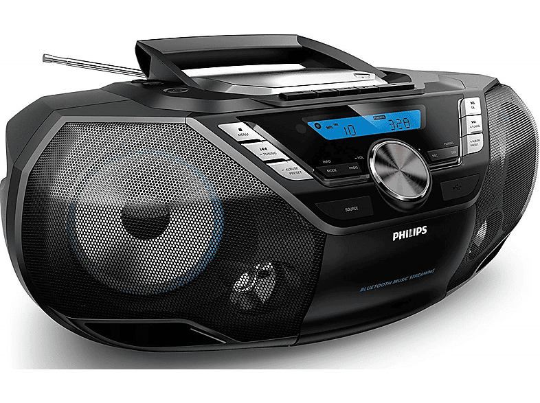 Radioodtwarzacz/Bombox PHILIPS AZB798BT Czarny, Odtw. CD, CD-R, CD-RW, BT, Wejście USB, Tuner FM/DAB+, Zasilanie Bateryjne – zdjęcie 3