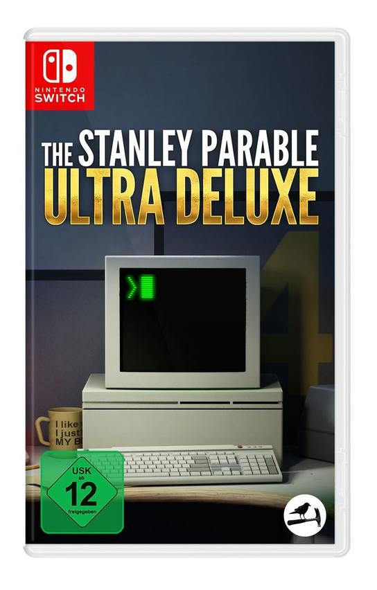 Spielbox von "The Stanley Parable: Ultra Deluxe". Weißer Computer, Tastatur und Becher.