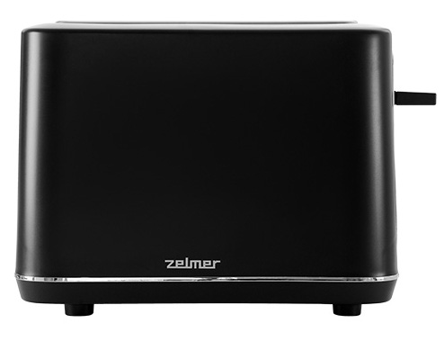 Czarny toster z chromowanymi akcentami i widoczną marką 'zelmer'.