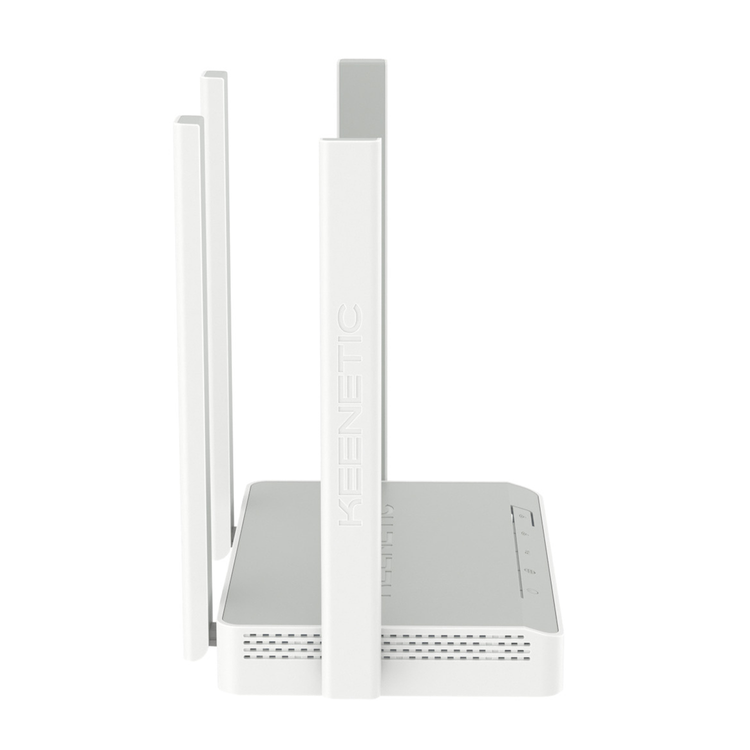 Router bianco con tre antenne e la parola "KEENETIC".