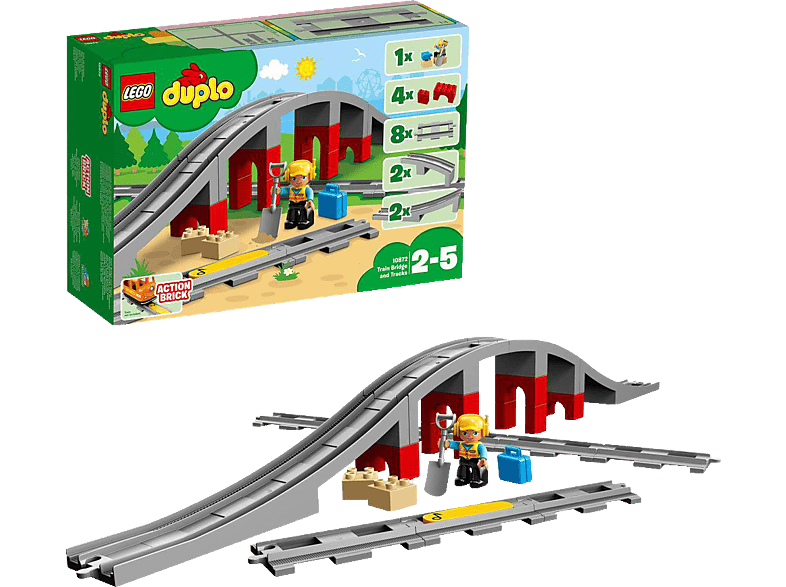 LEGO 10872 Eisenbahnbrücke und Schienen Bausatz, Mehrfarbig Kunststoff