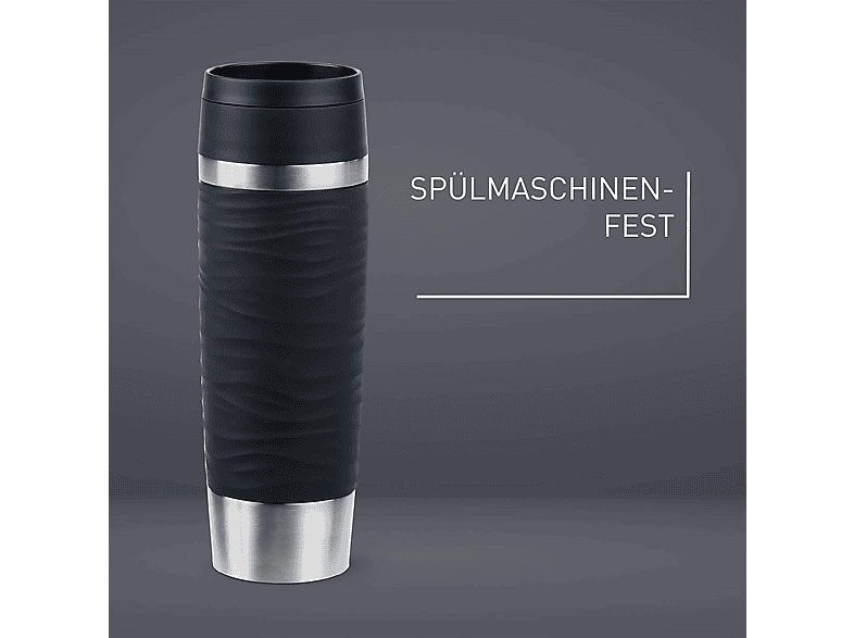 EMSA N20225 Travel Mug Waves Grande 0.5 L Thermobecher Schwarz