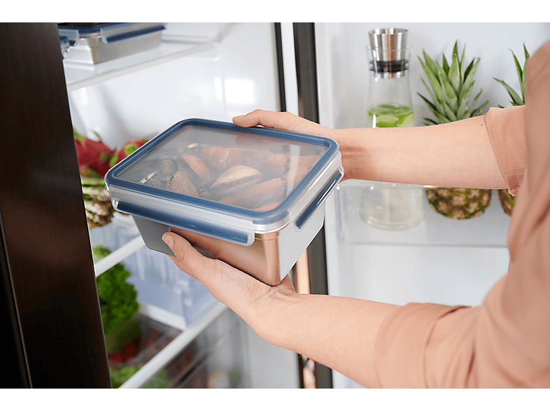 EMSA N11506 Clip & Close 2 Liter Frischhaltedose Edelstahl/Blau