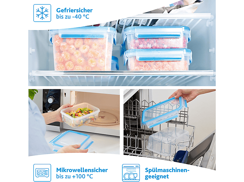 Thumbnail - EMSA N10316 Clip & Close 7-tlg. Frischhaltedose Transparent/Blau