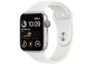 APPLE Watch SE (2022) GPS, 44mm ezüst alumíniumtok, fehér sportszíj (MNK23CM/A)