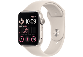 APPLE Watch SE (2022) GPS, 44mm csillagfény alumíniumtok, csillagfény sportszíj (MNJX3CM/A)