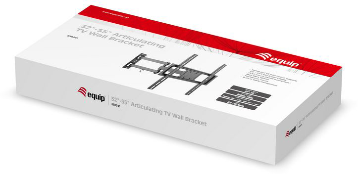 Fehér doboz a "TV Wall Bracket" felirattal és az "equip" márkával.