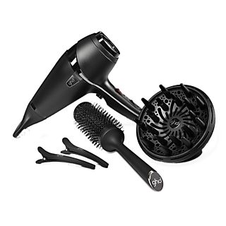 Secador - ghd Air® Kit, 2100 W, 3 temperaturas, 2 velocidades, Tecnología iónica, Regalo de difusor, pinzas, peine y estuche, Negro