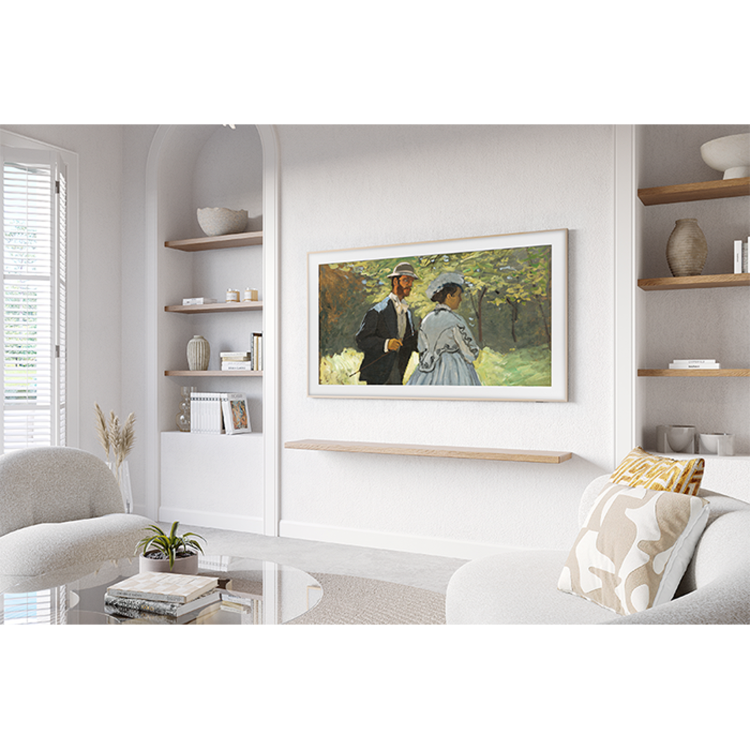 Woonkamer met een ingelijst kunstwerk aan de muur.