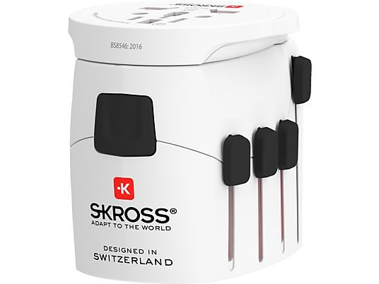 SKROSS PRO+ USB (2xA) - Adaptateur de voyage international (Blanc)