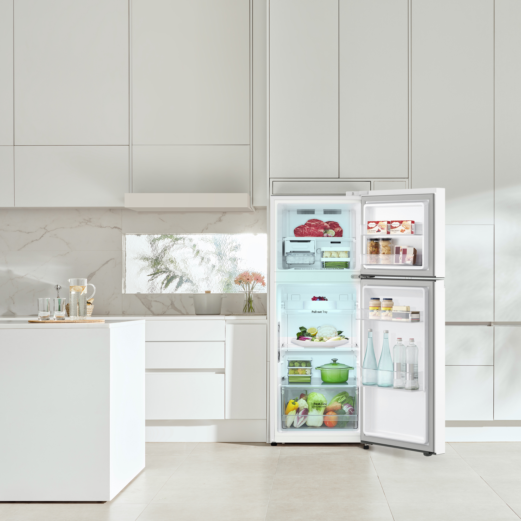 Frigorífico dos puertas - LG GTBV22SWGKD, No Frost, 144.5 cm, 217 l, DoorCooling+™,  Multi Air Flow, Blanco
